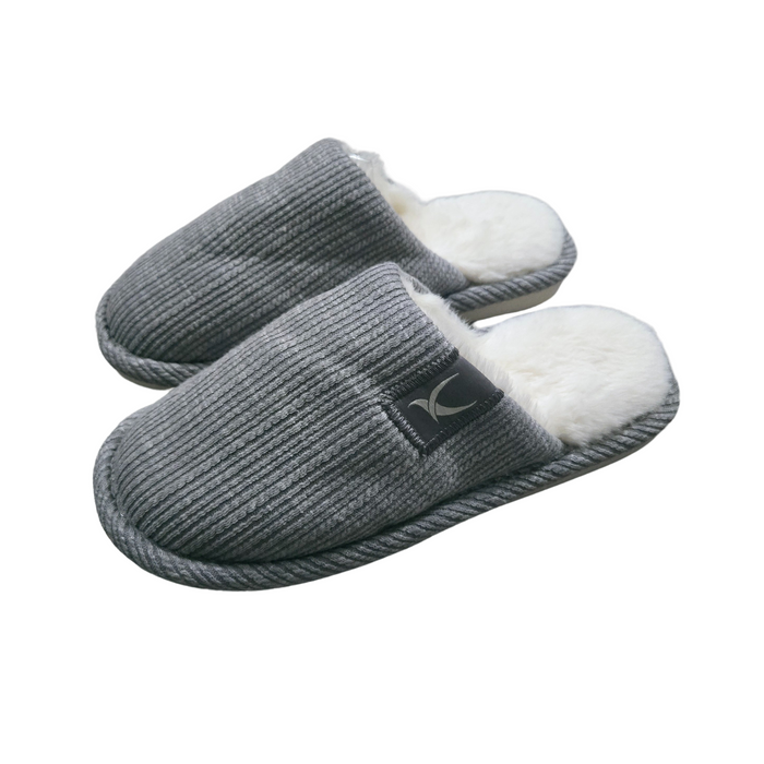 Women's Gray Memory Foam Hard Bottom Slippers