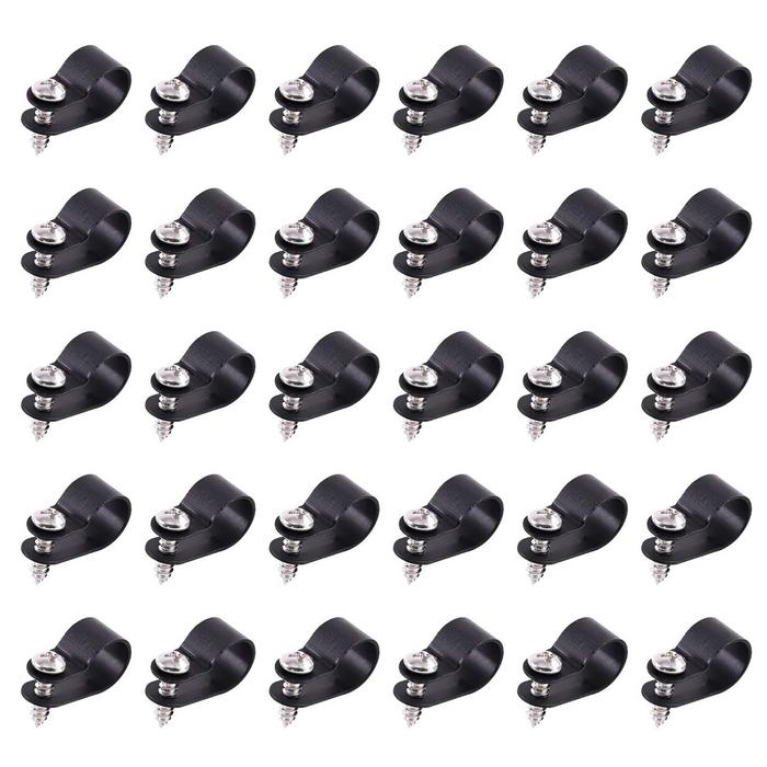 Cable Clamp R-Type Cable Clip - 50 Cable Clamps - 50 Screws