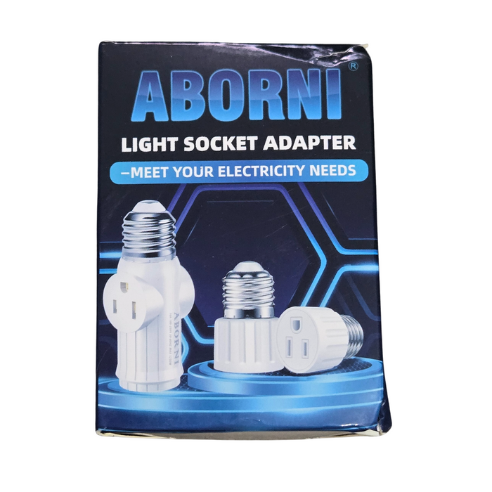 Set of 2 - 3 Prong Light Socket to Plug Adapter