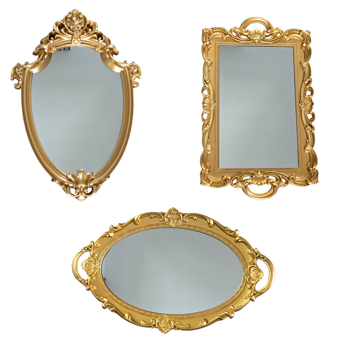 Set of 3 Gold Vintage Gold Mirrors