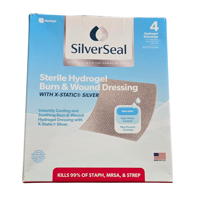 4 Pads Of Sterile Hydrogel Burn & Wound Dressing