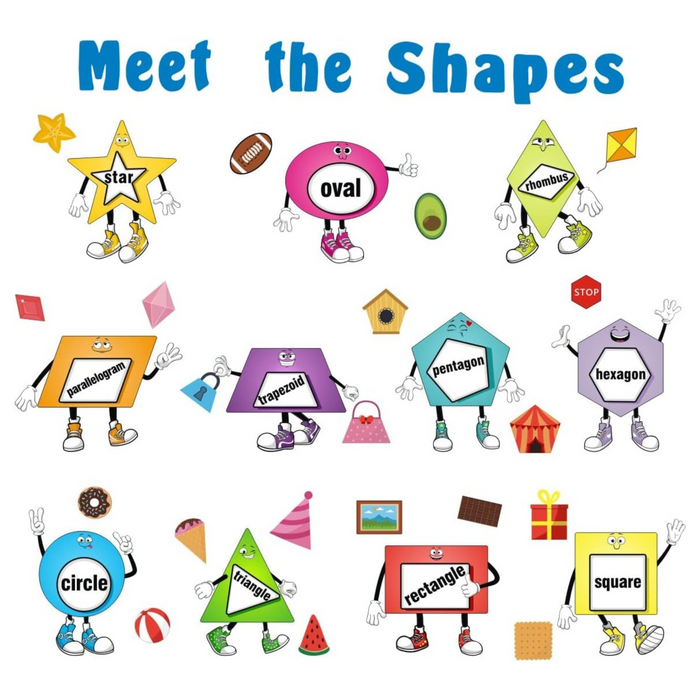 Colorful Shapes Wall Stickers , Educational Learning Geometry Wall Decals