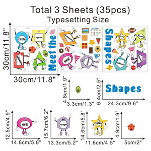 Colorful Shapes Wall Stickers , Educational Learning Geometry Wall Decals