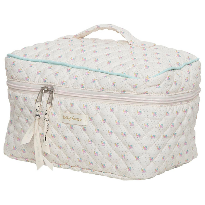 Floral Toiletry Bag, Cotton Travel Cosmetic Organizer Bag