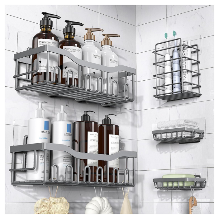 Shower Caddy 5 Pack, Adhesive Shower Organizer for Bathroom Storage