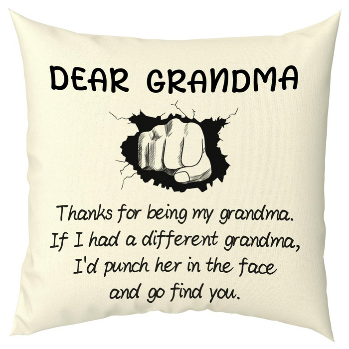 Dear Grandma Throw Pillow Cover - 18"x18"