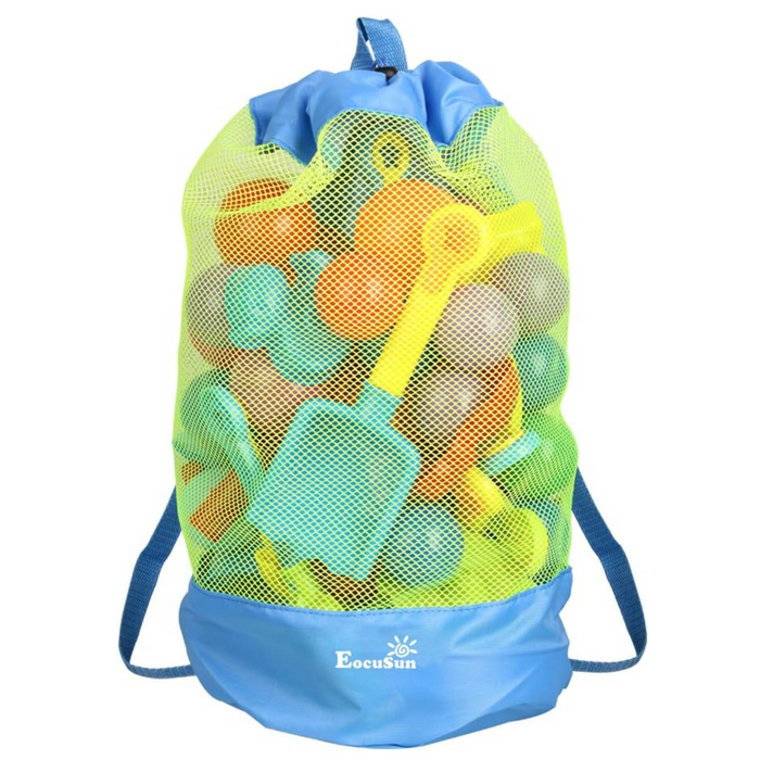 Large Mesh Beach Bag Tote Durable Sand Away Drawstring Beach Backpack