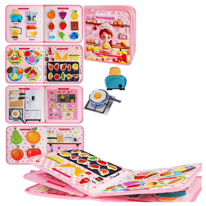 Busy Book for Toddlers Over 18 Months, Kitchen Cooking Busy Board