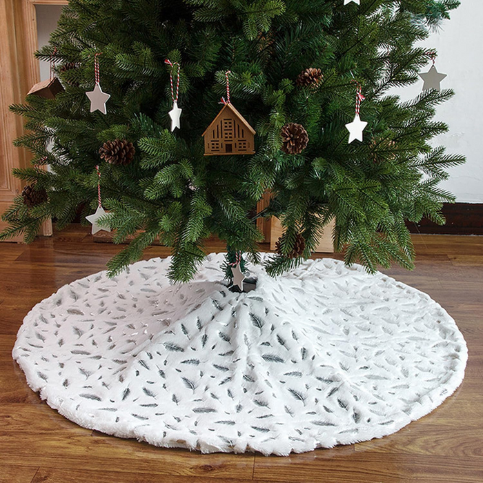 30 Inches Christmas Tree Skirt, Luxury Plush Faux Fur White Xmas Tree Skirt