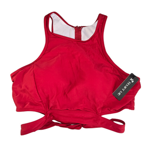 Wine Red 2 Piece High Neck Bathing Suit - XXL