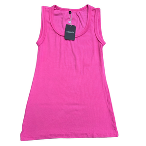 Women's Pink Ribbed Sleeveless Summer Tank Top - Small