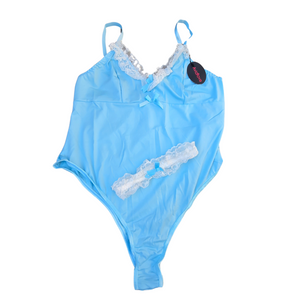 Women's Sexy Blue 2 Piece Bodysuit Lingerie Set - XLarge