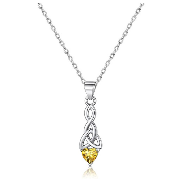 Birthstone Pendant Necklace, 925 Sterling Silver Heart - November