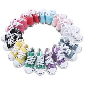 10 Pairs Doll Sneakers Canvas Shoes - Aprox Size 3"