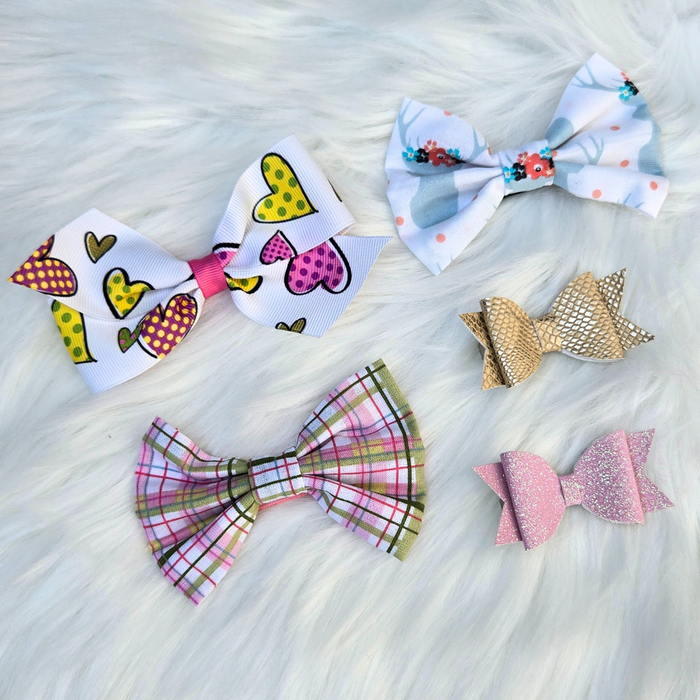 New Baby Girl Hair Bows – Set of 5 Clips, Soft & Stylish for Toddlers & Kids
