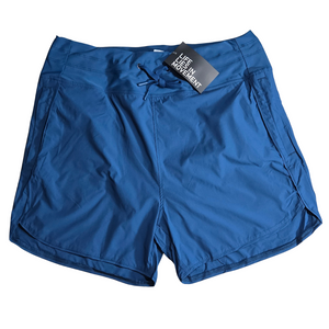 High Waisted Blue Swim Board Shorts with Zipper Pockets - Size XL