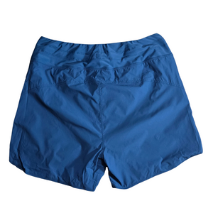 High Waisted Blue Swim Board Shorts with Zipper Pockets - Size XL