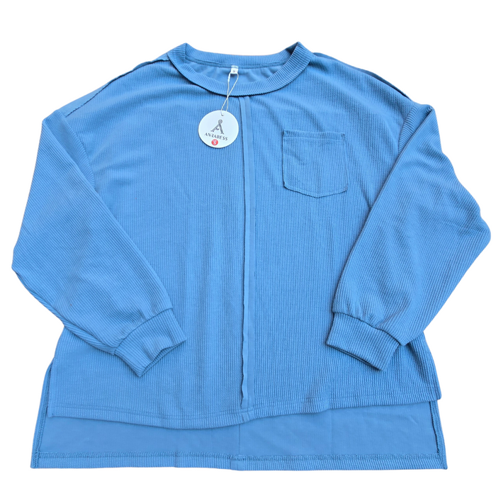 Blue Knit Loose Fit Pullover Sweater – Size Small, Cozy & Relaxed Fit