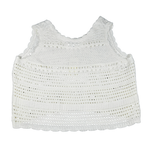 New Off-White Knit Women’s Top with Eyelet Hole Detail – Size Large