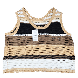 Brown Knit Women’s Top with Eyelet Hole Detail – Size Large