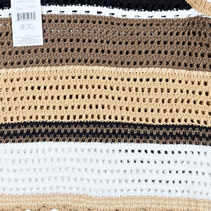 Brown Knit Women’s Top with Eyelet Hole Detail – Size Large