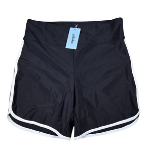New Women’s Black Swim Shorts with White Stripe – Size Medium