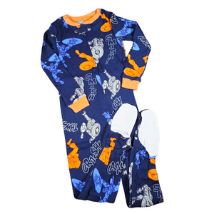 Boys’ 2-Pack Marvel No-Slip Feet Onesie Pajamas – Size 4 – Cozy Zip-Up Sleepwear