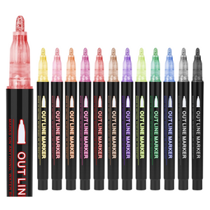 12 Pack Double Line Outline Markers