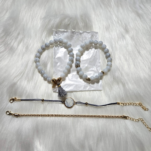 New 4-Pack Bracelet Set – 2 Beaded & 2 Adjustable Bracelets