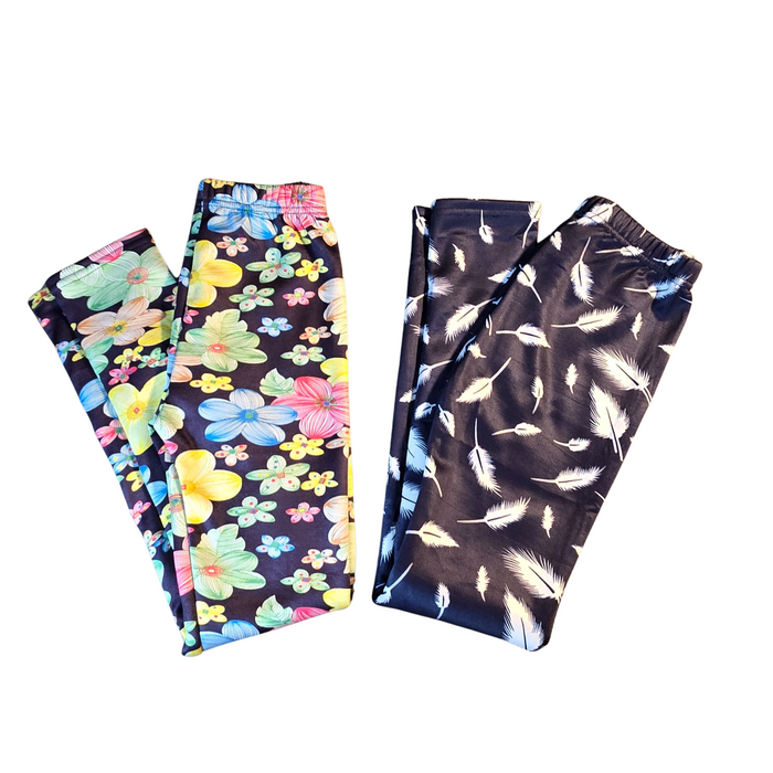 2 Pairs Girls Fleece-Lined Leggings – Size 8-10