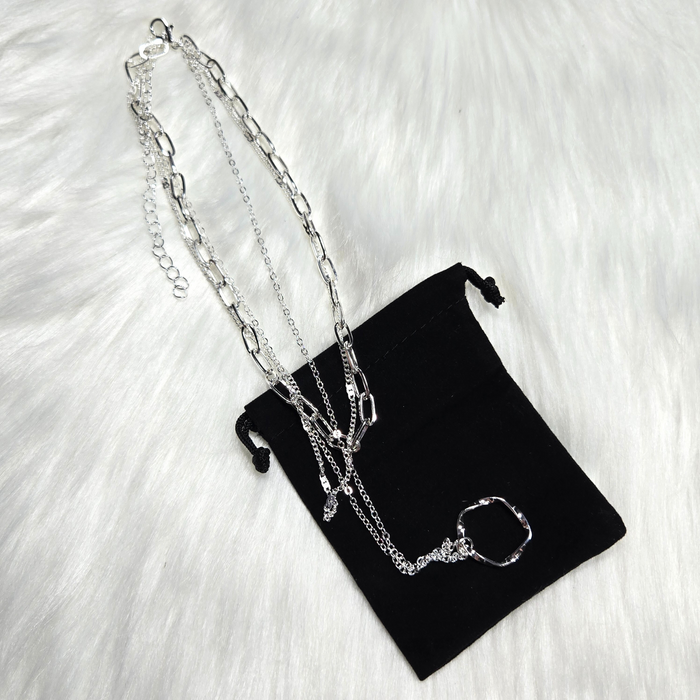 3-in-1 Silver Layered Necklace – Trendy & Versatile