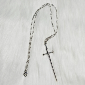 New Silver Necklace with Sword Pendant – Edgy & Stylish