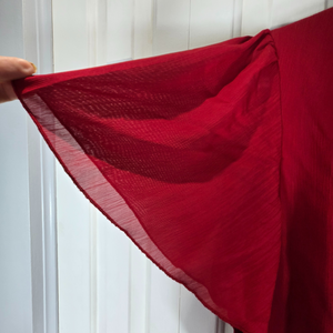 NWT Dark Red Ruffle Summer Dress – Size Large, Tie-Up Neck