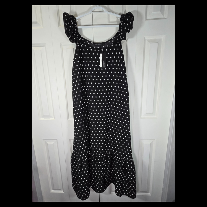 NWT Black & White Polka Dot Long Summer Dress – Size XL