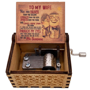 You are My Sunshine Wood Music Box Laser Engraved Vintage Wooden Musical Box