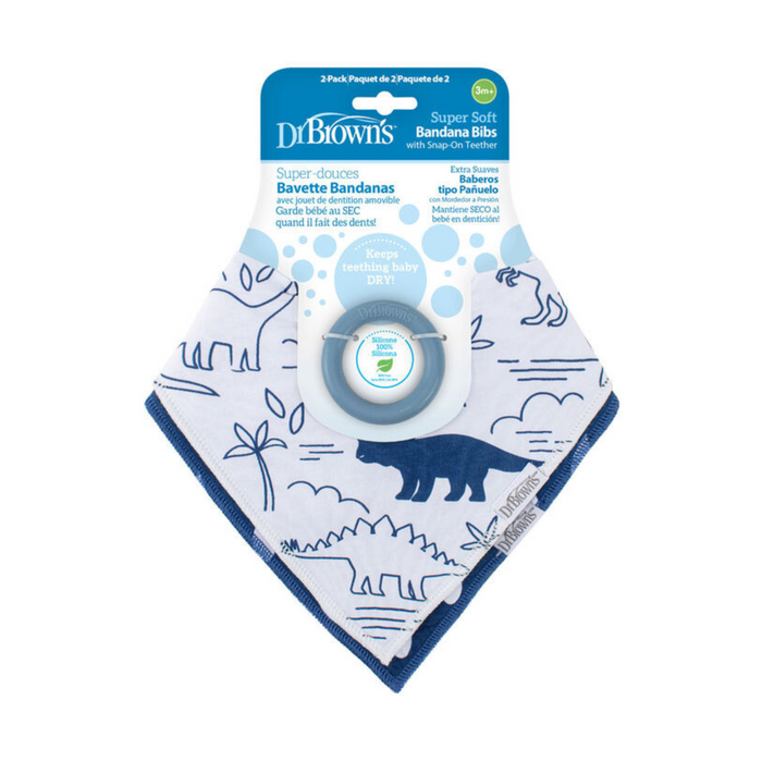 Dr. Brown’s Bandana Bib with Snap-on Teether, 2 Pack