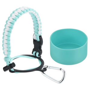 Water Bottle Holder, Paracord Handle Carrying Lanyard Strap Carrier with Ring for 32oz to 40oz Wide Mouth Bottles