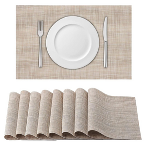 Placemats, Heat-Resistant PVC Place Mats - Set of 8