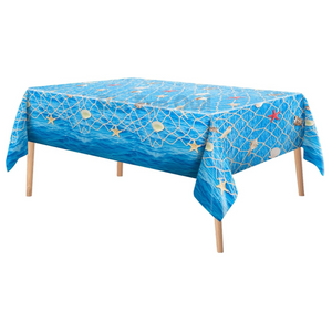 Ocean Wave Tablecloths Fish Net Decor Disposable Plastic - Includes 2 Tablecloths