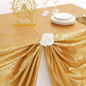 Gold Table Cloth Christmas Sequin Tablecloth Sparkly Fabric 90x132