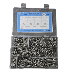 500 Piece Philips Flat Head Self Tapping Screw Kit