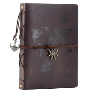 Travel Leather Photo Album "World Map" Vintage DIY Self Adhesive Photo Book