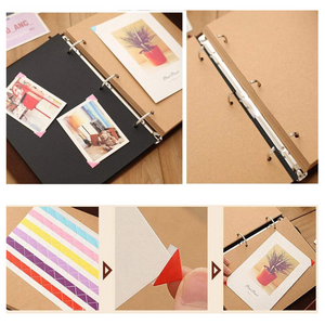 Travel Leather Photo Album "World Map" Vintage DIY Self Adhesive Photo Book
