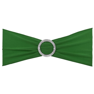 13" x 5" Stretch Chair Sashes Bows, 10 Pack Elastic Chair Bands Sashes with Buckle Slider for Wedding Banquet Decorations, Dark Green