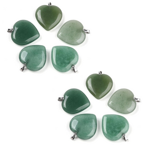10Pcs Heart Shaped Stone Charms Natural Gemstone Green Aventurine Pendants