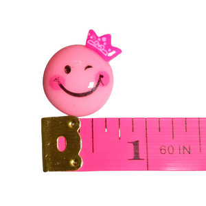10 Flatback Resin Pink Happy Faces