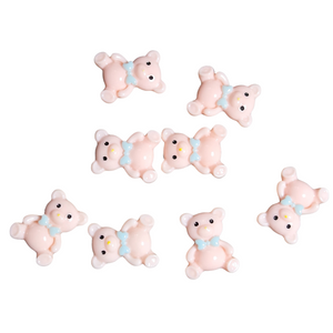 8 Flatback Resin Light Pink Teddy Bears