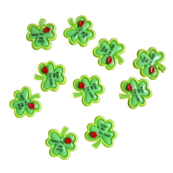 10 Flatback Resin Irish Clovers