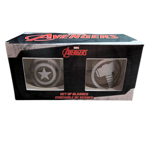 Marvel Glass Set - Avengers Logo - Collectible Gift Set of 2 Glasses - 10 oz. Capacity - Classic Design - Sturdy Base
