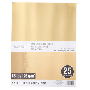 8.5" x 11" Foil Cardstock Paper by Recollections, 25 Sheets - Gold
